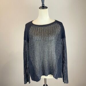 The Fisher Project Sweater Women's Size Large Open Knit Black Eileen Fisher